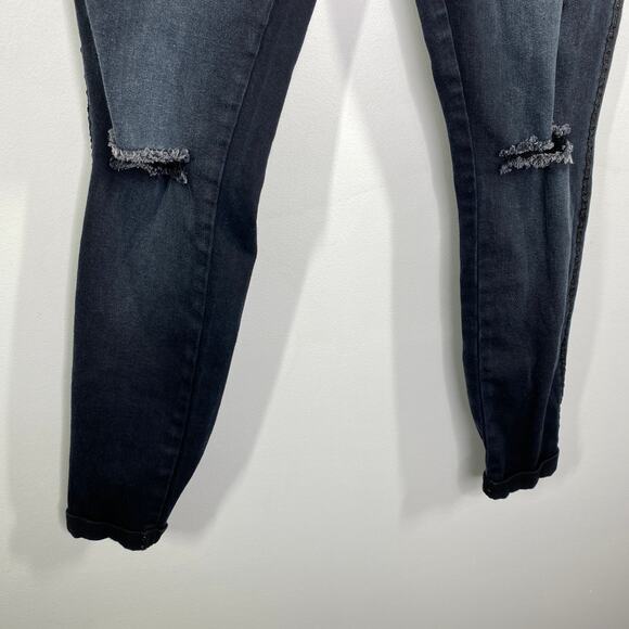 YMI Dark Wash Blue Cotton Blend Denim Shimmer Detail Ankle Jeans Women's Size 3 - Picture 3 of 10